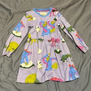 Mini Boden 5-6y Purple Dinosaur Sweater Sweatshirt Dress